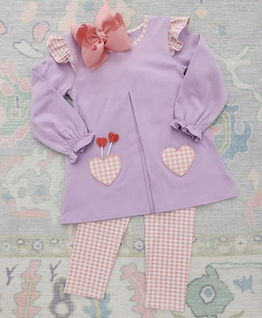 12.9 MOQ：5pcs GLP3269 pre-order baby girl clothes heart print toddler girl Valentine's Day outfit