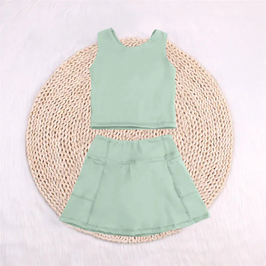 L-3.5 GSD1984 Baby Girls Green Vest Top Sports Skorts Clothes Sets Preorder
