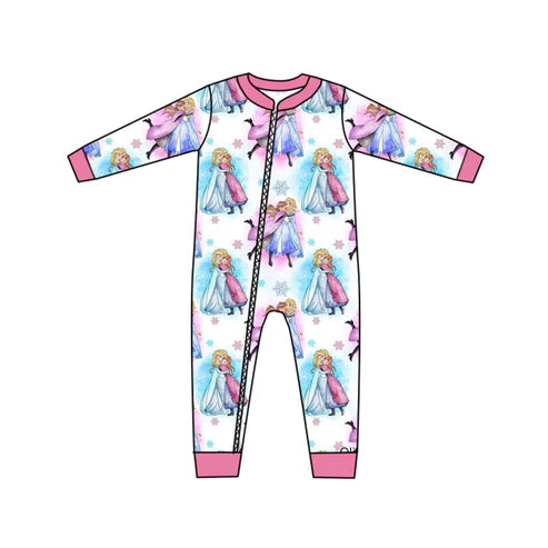 6.24 Custom Moq 3 Baby Girls Long Sleeve Princess 10 Zip Rompers