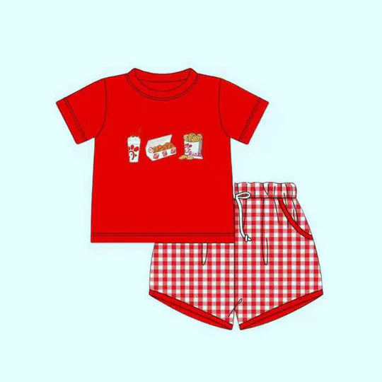 12.10 MOQ：5pcs BSSO1775 pre-order baby boy clothes food print toddler boy summer outfit