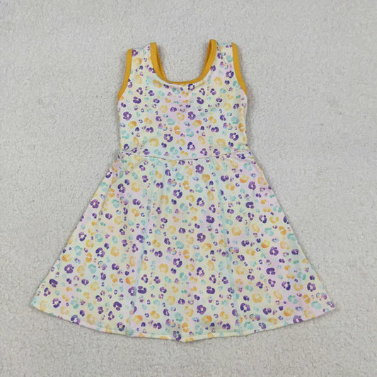 12.13 GSD2870 Baby Girls Sleeveless Mardigras Leopard Shorts Yoga Active Knee Length Dress