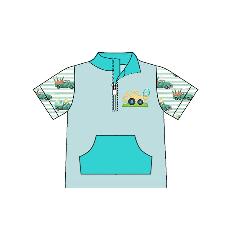 11.13 MOQ：5pcs BT1548 pre-order toddler boy clothes truck boy easter summer top shirt-