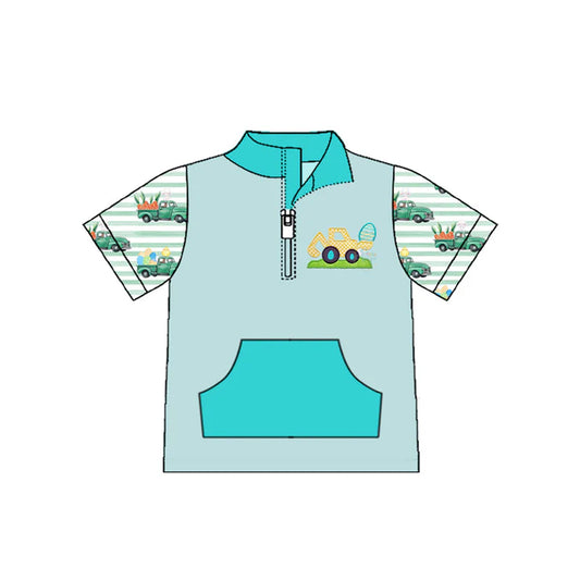 11.13 MOQ:5pcs BT1548 pre-order toddler boy clothes truck boy easter summer top shirt-