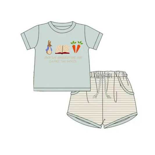 L-3.4 BSSO1300 Baby Boys Easter Rabbits Rabbits Carrots Shirt Shorts Clothes Sets Preorder