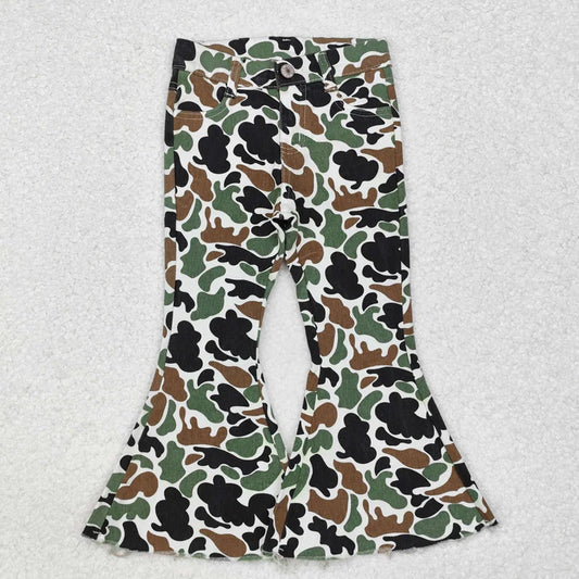 L-3.7  P0582 Baby Girls Brown Camo Fall Bell Flare Denim Pants