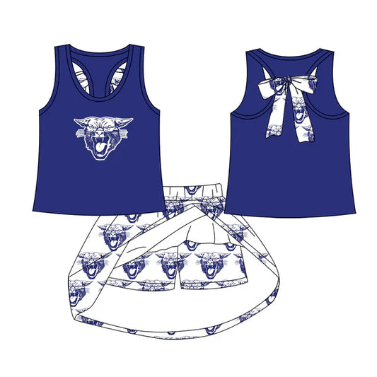 7.7 Custom Moq 3 Baby Girls Lovington Wildcats team Top Skirt Skort Sets
