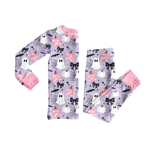 8.6 GLP2678 Baby Girls Ghost Pumpkins Bats Top Pant Halloween Set Preorder