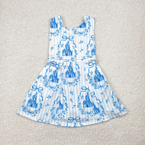 4.29 GSD2200 Baby Girls Blue Castles Yoga Skort Knee Length Dress