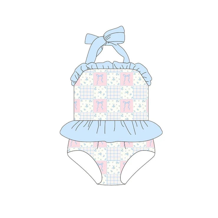 12.1 MOQ:5pcs S0641 pre-order baby girl clothes bows girl summer swimsuit beach wear