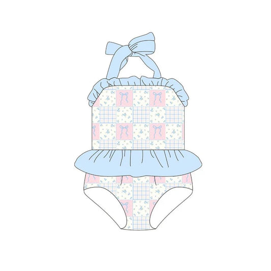 12.1 MOQ:5pcs S0641 pre-order baby girl clothes bows girl summer swimsuit beach wear