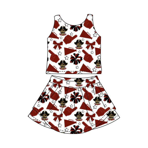 7.10 Custom Moq 3 Baby Girls Wine RAIDERS Sleeveless Top Skorts Team Set