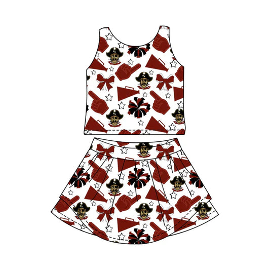 7.10 Custom Moq 3 Baby Girls Wine RAIDERS Sleeveless Top Skorts Team Set