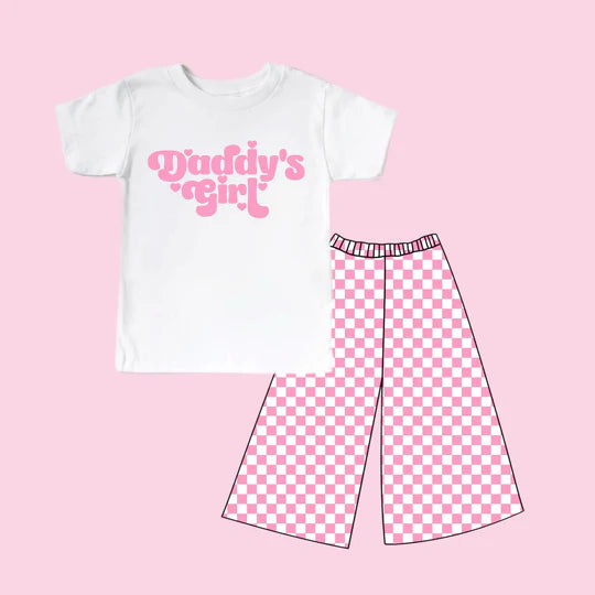 12.12 MOQ：5pcs GSPO2257 pre-order toddler girl clothes daddy’s girl print girl spring set