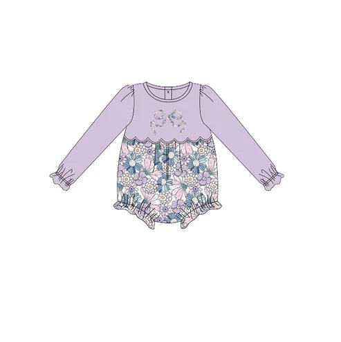 10.24 LR2806 Baby Girls Floral Bows Ruffle Rompers Preorder