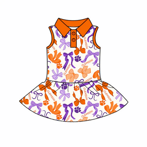6.10 Custom Moq 3 each item Sibling Baby Girls Clemson Team Dresses Clothes Sets