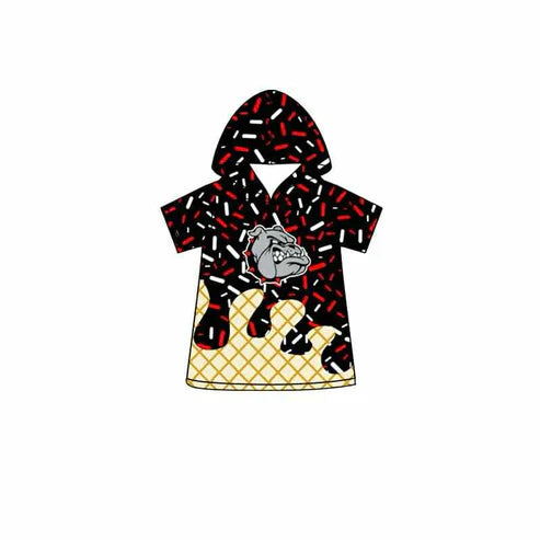 7.2 Custom Moq 3 Baby Boys Black Short Sleeves Bulldogs Drip Team Hoodies Top