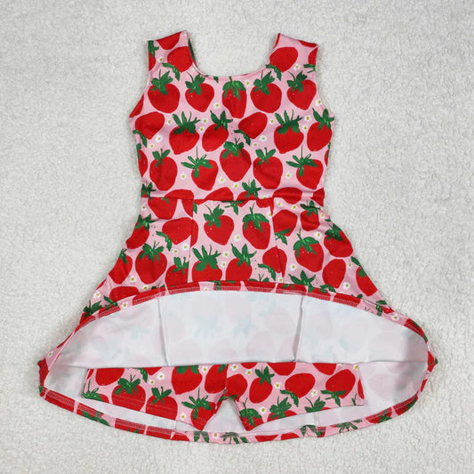 L-3.7  GSD1843 Baby Girls Red Strawberry Sleeveless Knee Length Dress