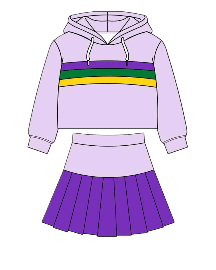 11.25 MOQ：5pcs GLD1542 pre-order baby girl clothes mardi gras toddler girl yoga skirt outfit
