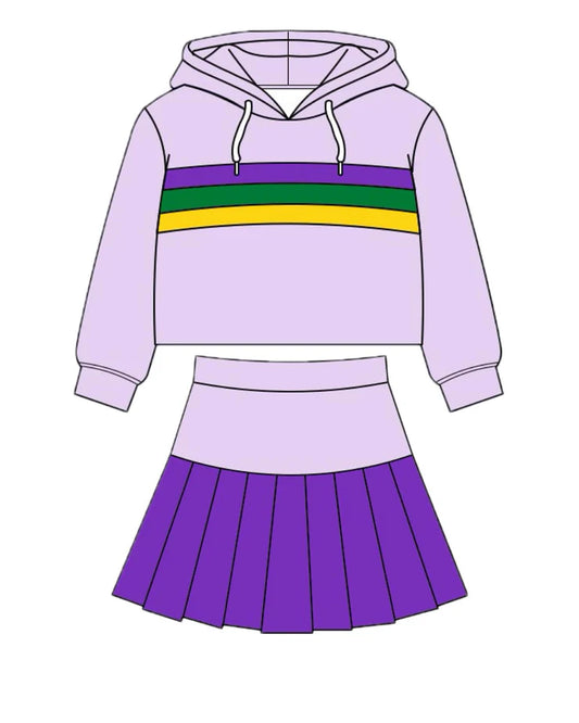 11.25 MOQ：5pcs GLD1542 pre-order baby girl clothes mardi gras toddler girl yoga skirt outfit