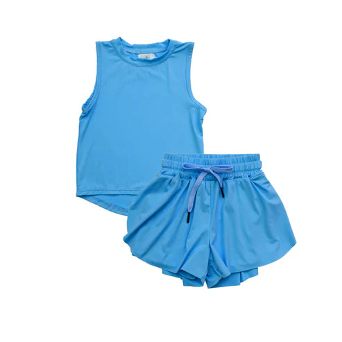 4.10 GSSO2504 Baby Girls Blue Sleeveless Top Skorts Sets Preorder