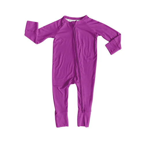 10.23 LR2801 Baby Girls Purple Zipper Footie Rompers Preorder