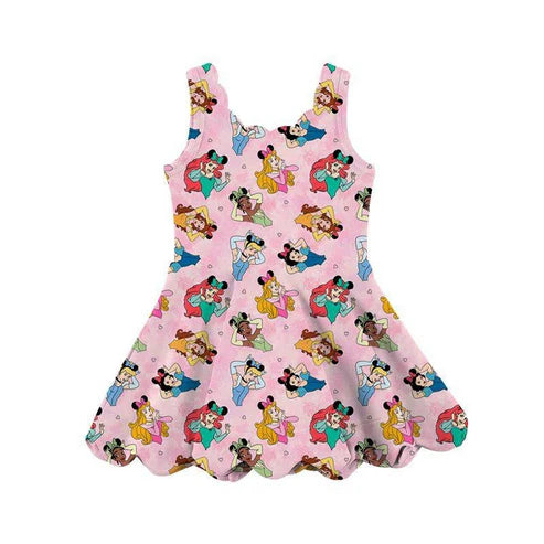 4.23 GSD2491 Baby Girls Pink Sleeveless Cartoon Princess Stars Yoga Knee Length Dresses Preorder