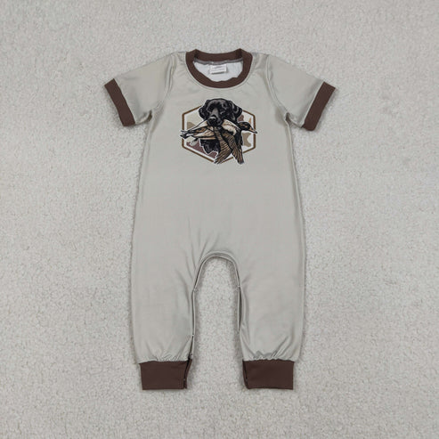 12.27 RTS NO MOQ(In Stock) Puppy and Duck Light Green Short-Sleeve Jumpsuit