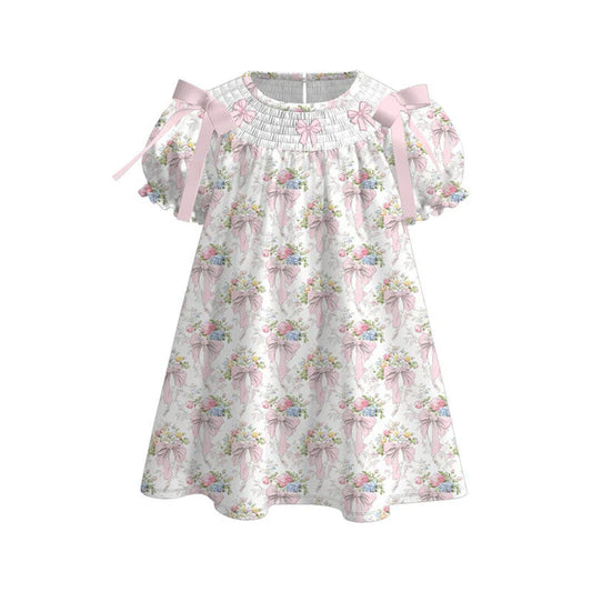 11.6 MOQ:5pcs GSD3047 pre-order toddler clothes pink bows girl summer dress