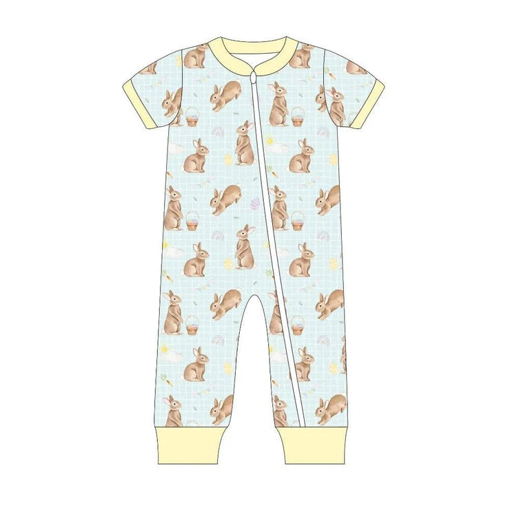 11.25 MOQ:5pcs SR3612 pre-order baby boy clothes rabbit boy easter summer romper