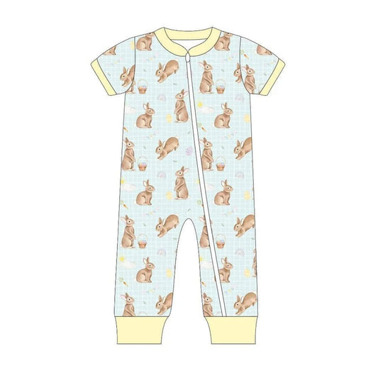 11.25 MOQ:5pcs SR3612 pre-order baby boy clothes rabbit boy easter summer romper