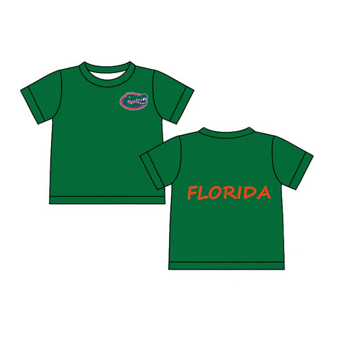 6.25 Custom Moq 3 Baby Boys Green Short Sleeves Crocodile Florida Team Tee Shirts Top