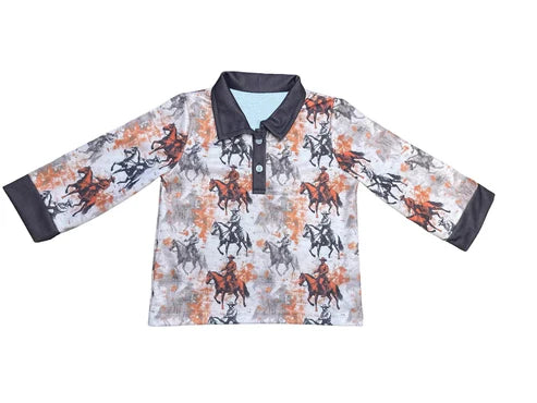 6.3 BT0944 Baby Boys Western Rodeo Long Sleeve Tee Shirts Tops Preorder