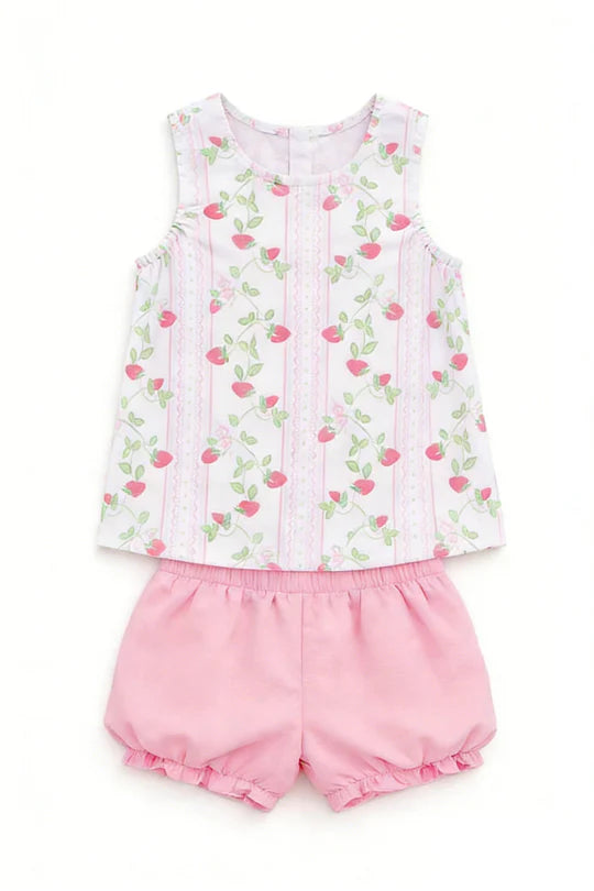 12.22 MOQ：5pcs GSSO3062 pre-order baby girl clothes strawberry print toddler girl summer outfit