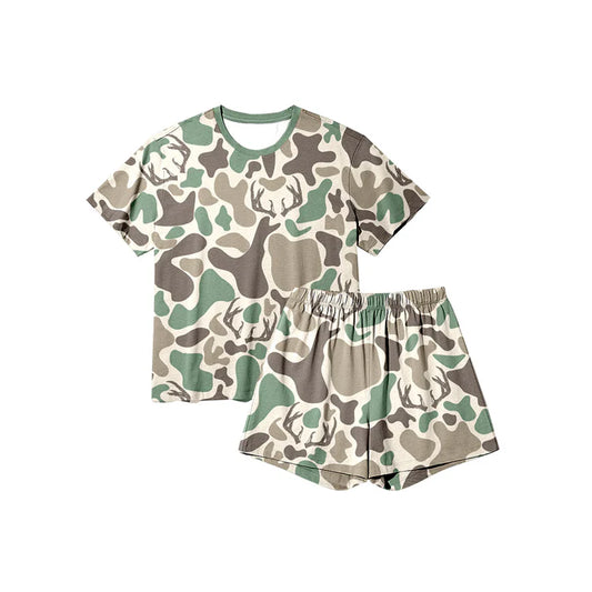 9.27 GSSO2708 Baby Girls Brown Deer Camo Top Shorts Western Pajamas Sets Preorder