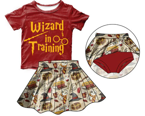 5.13 Brown short-sleeved skirt suit for girls