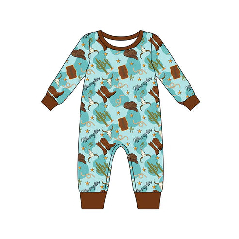 5.24 LR1914 Baby Infant Boys Cow Boots Cactus Rompers preorder