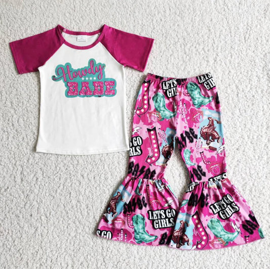5.23 B8-28 BABE short-sleeved top and flared pants set
