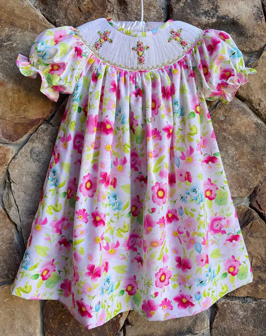 12.9 MOQ:5pcs GSD3314 pre-order toddler girl clothes cross girl easter summer dress