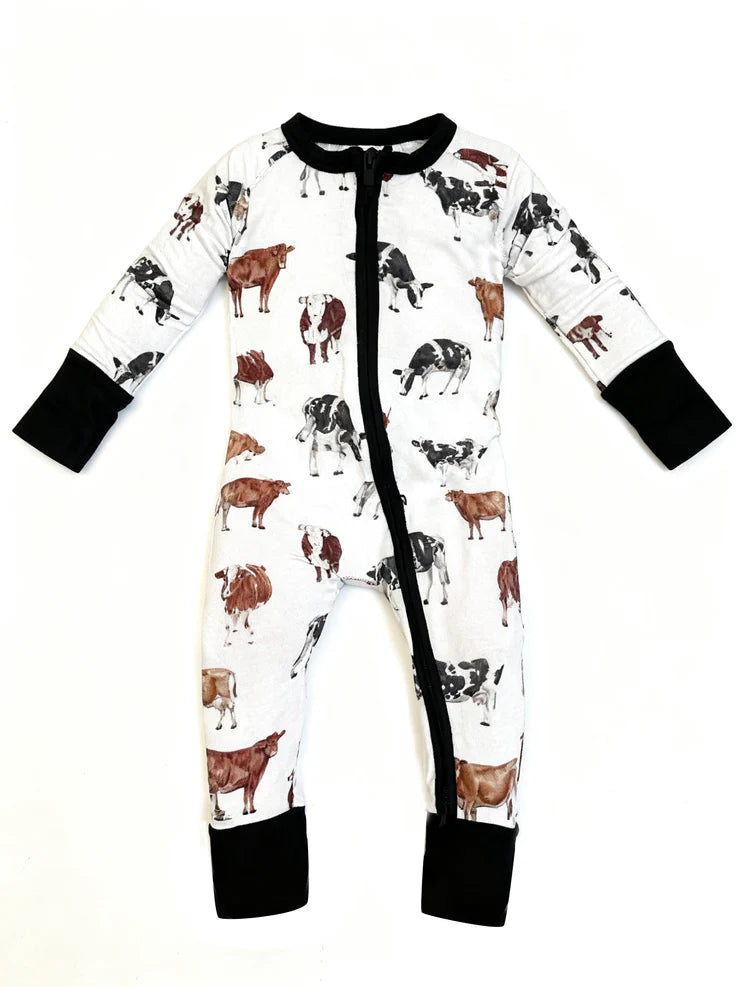 11.22 MOQ:5pcs LR2930 pre-order baby boy clothes milk cow toddler boy winter romper