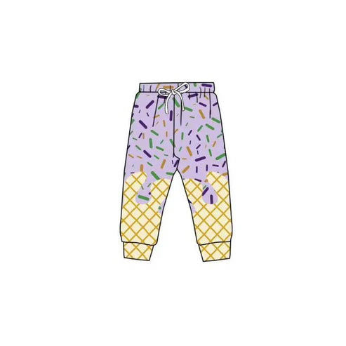 10.1  P0884 Baby Girls Mardigras Sprinkles Drip Team Jogger Pants Preorder