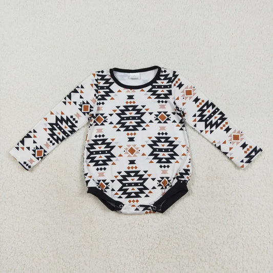 8.22 LR1822 Baby Infant Boys Aztec Western Long Sleeve Romper