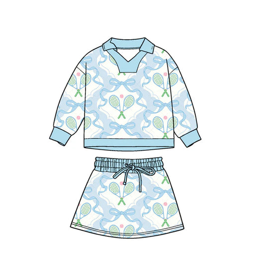 11.6 MOQ：5pcs GLD1474 pre-order baby girl clothes tennis print toddler girl skirt outfit