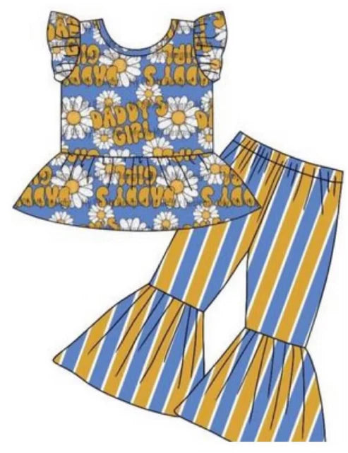 5.14 daddy's girl Short sleeve top striped pantsuit