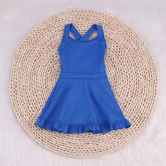 L-3.6 S0445 Solid blue tracksuit dress swimsuit