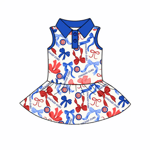 6.10 Custom Moq 3 each item Sibling Baby Girls Cubs Team Dresses Clothes Sets