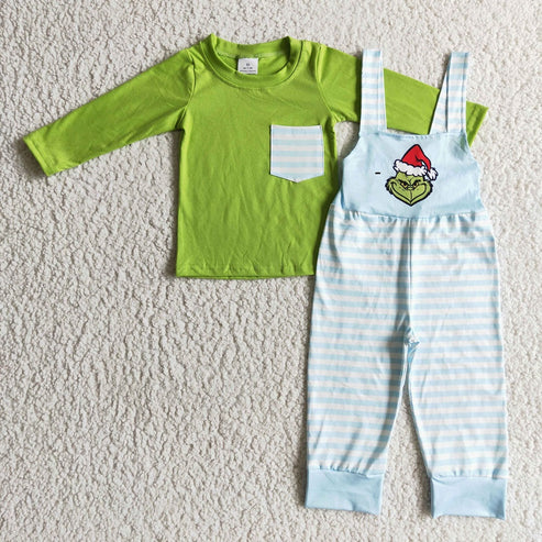 BLP0074 Christams Boy Striped Long Sleeve Overalls