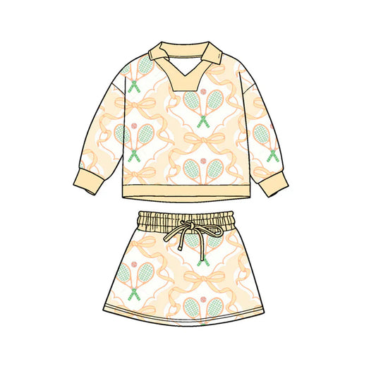 11.6 MOQ：5pcs GLD1475 pre-order baby girl clothes tennis print toddler girl skirt outfit