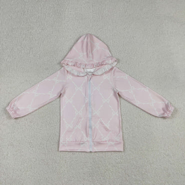 12.24 GT1246 RTS toddler girl clothes pink bows girl winter top hoodie winter Jacket