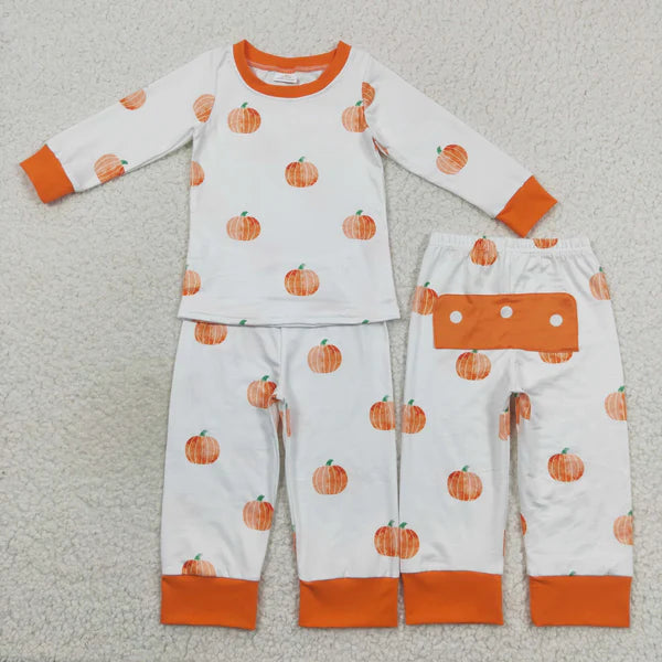 L-3.2 BLP0297 Pumpkin button orange white long sleeve pants suit