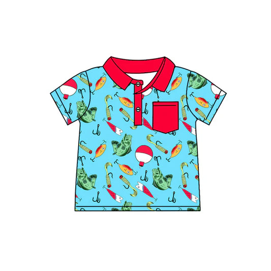 L-3.4 BT1172 Baby Boys Fishing Float Buttons Pocket Short Sleeve Tee Shirts Tops preorder